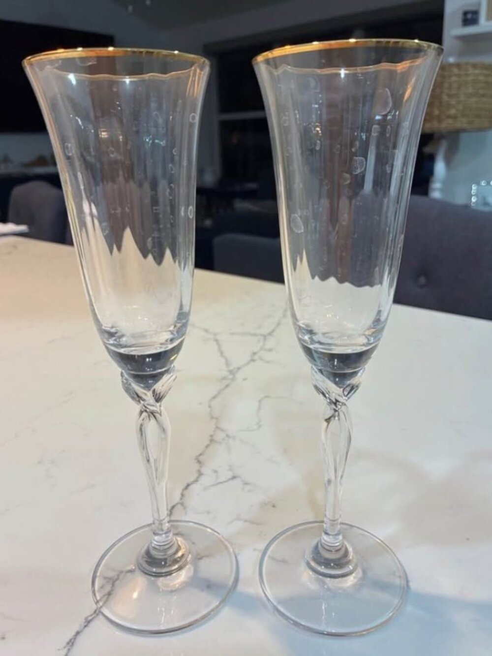 Oneida Gold Rim Champagne Flutes - Set of 2